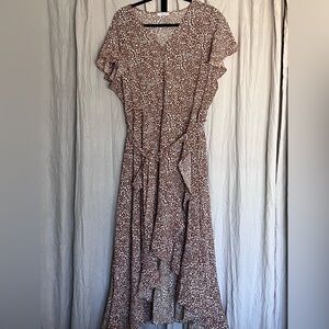 Elegant Brown Floral Women's Dress